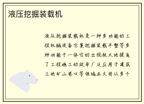 液压挖掘装载机